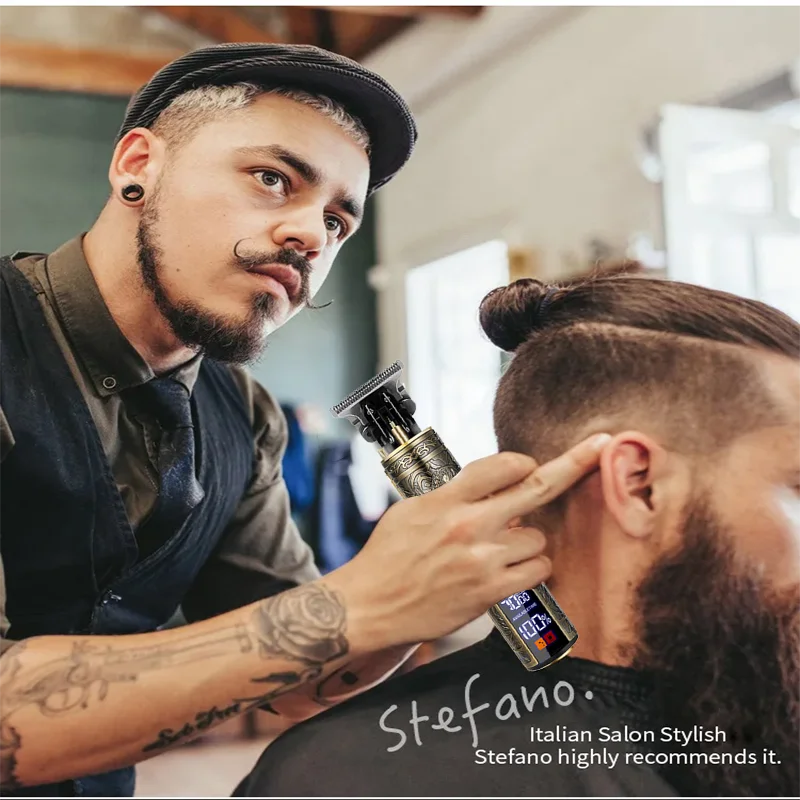 T9 Vintage Hair Clipper for Men — Professional Cordless Beard & Body Trimmer | Antique Design | USB Rechargeable
