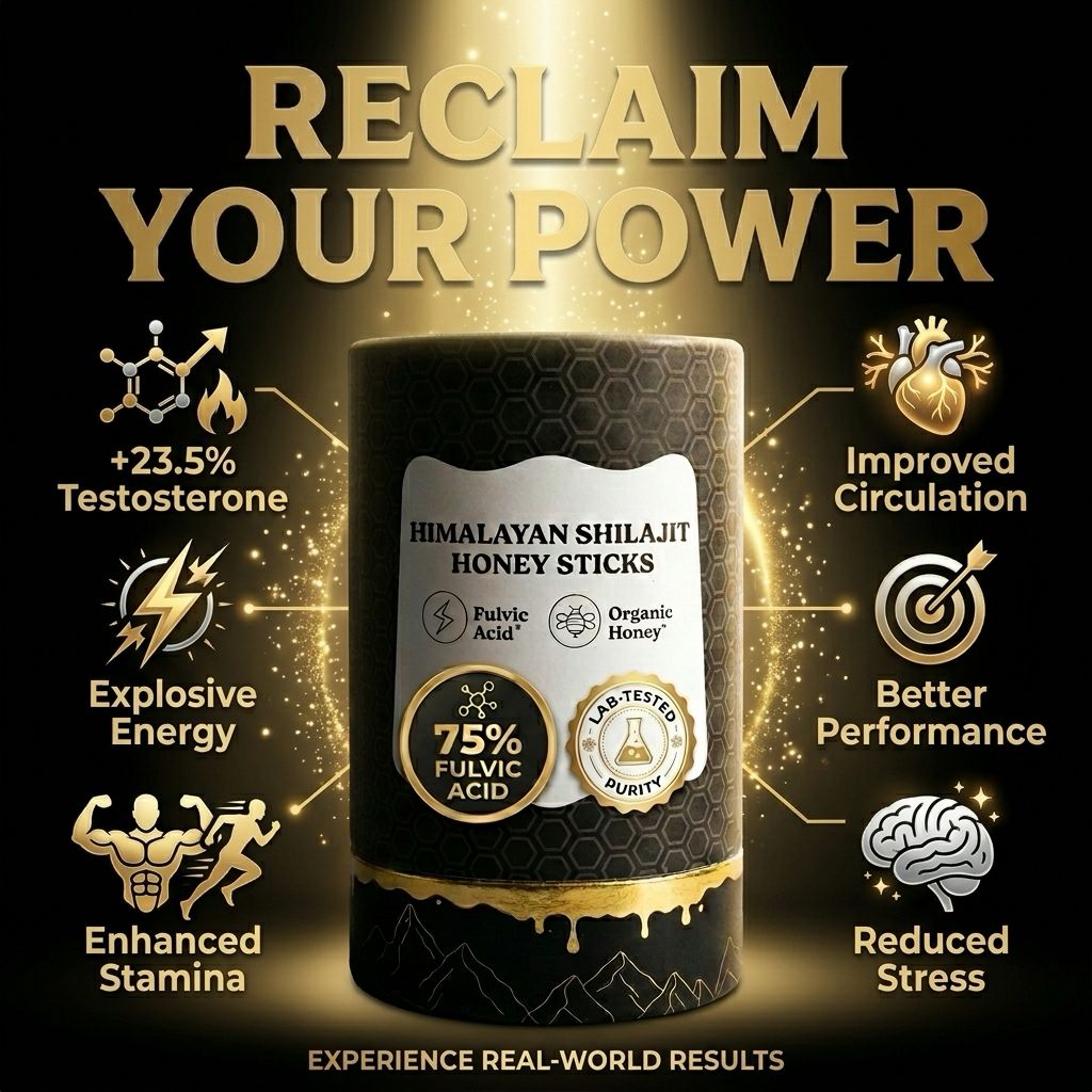 Himalayan Shilajit Honey Sticks - Natural Testosterone Booster & Sexual Performance Enhancer | 75% Fulvic Acid | Lab-Tested Purity | 30 Sticks